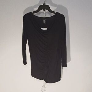 Apostrophe Deep Black Draped Top (1179)